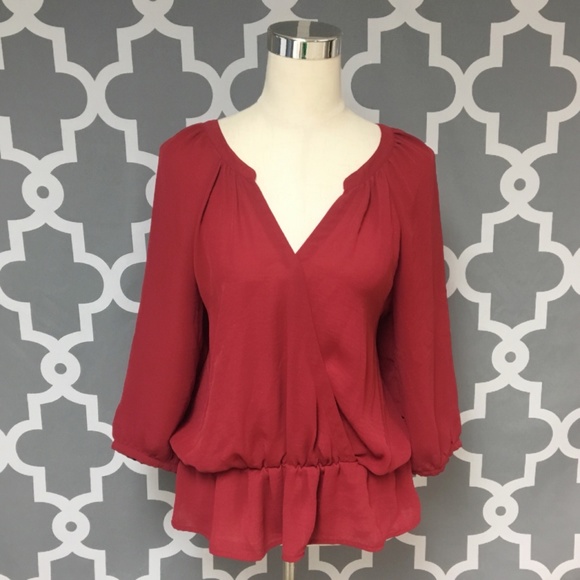 Ann Taylor Tops - Ann Taylor Red Chiffon Blouse
